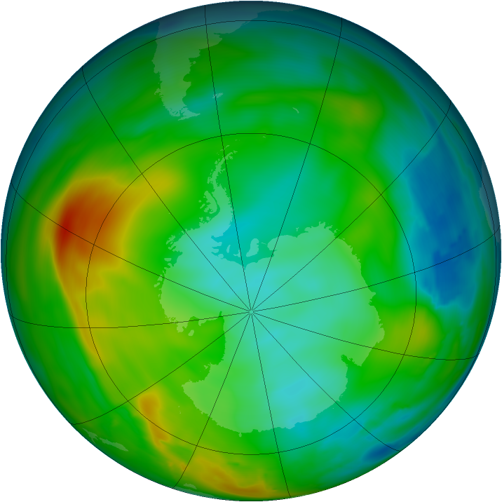 Antarctic ozone map for 27 June 2010